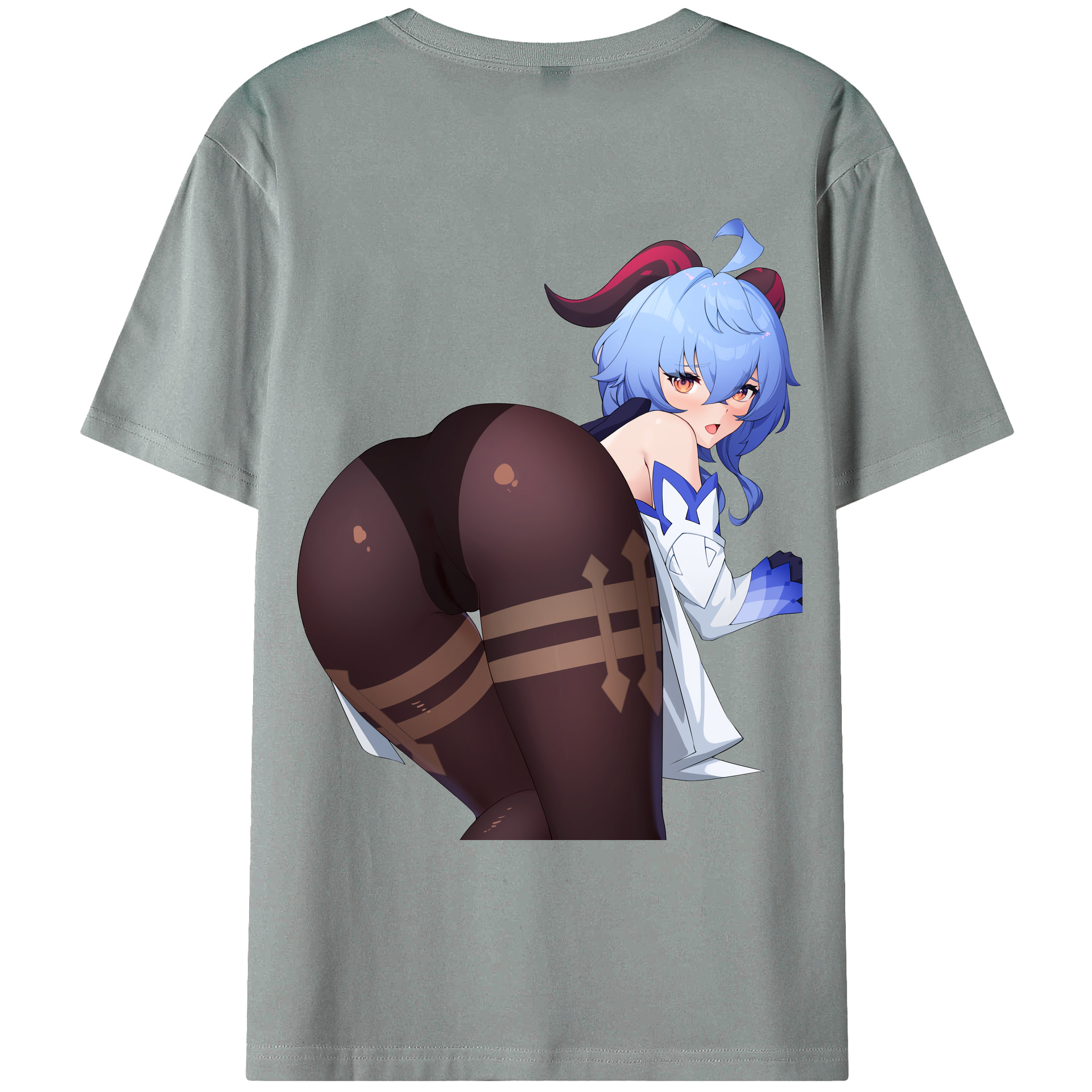 げんし神 甘雨 かんう genshin Ganyu 綿100％ メンズ半袖Tシャツ（バックプリント） 通気性